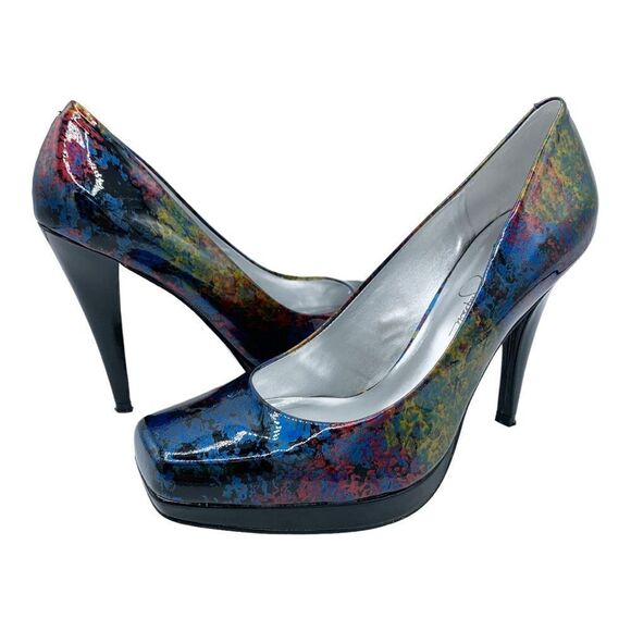 Jessica Simpson Retro Colorful Splatter Pattern Platform Stiletto Heels Sz 8 - Picture 3 of 14